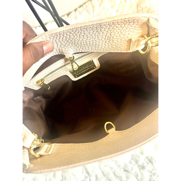 NWOT Anna Paola Italian Pebble Leather / Suede Bag Purse Beige ui - Picture 6 of 9